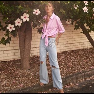 NEW ZARA Asymmetric Striped Button Down Shirt